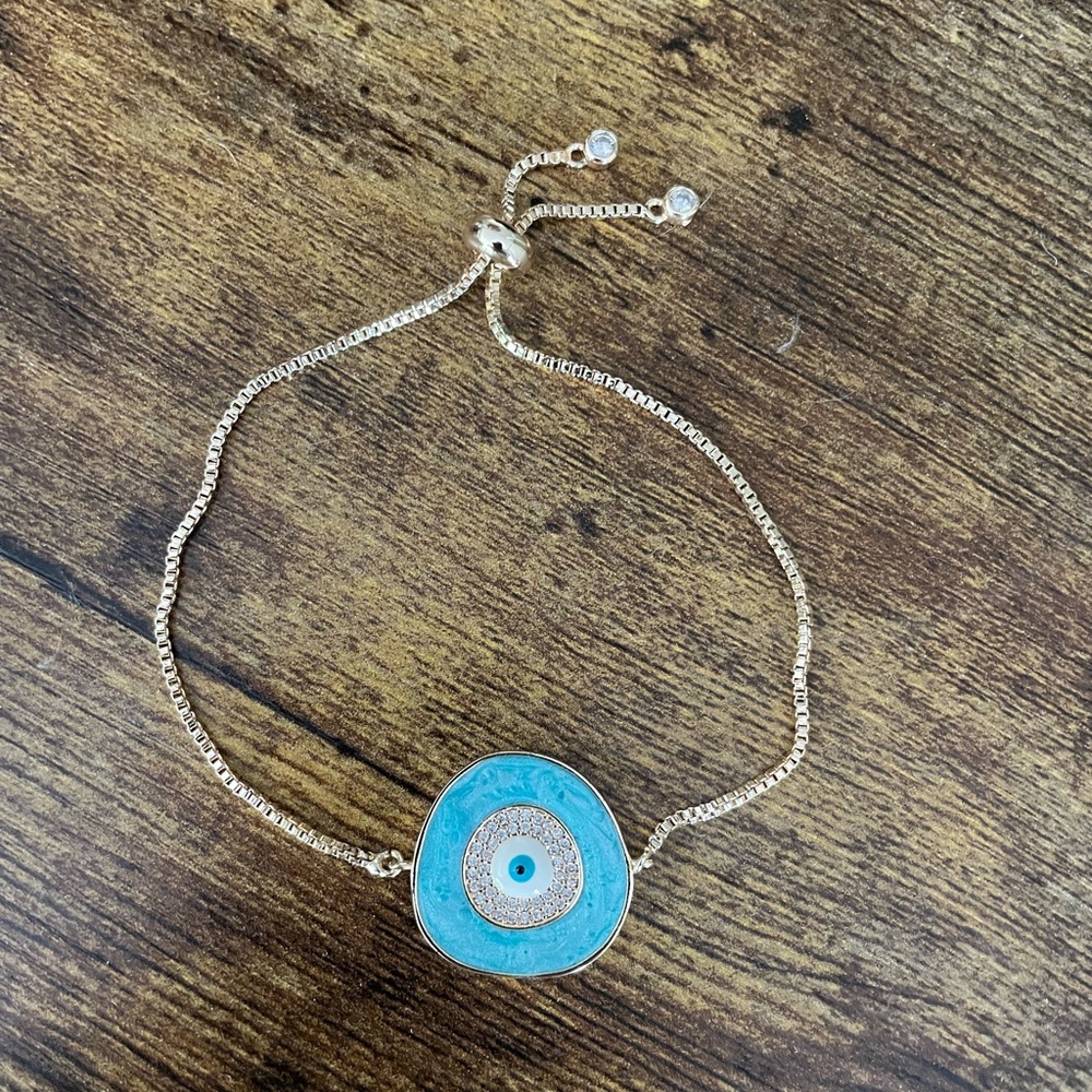 14k gold plated evil eye bracelet